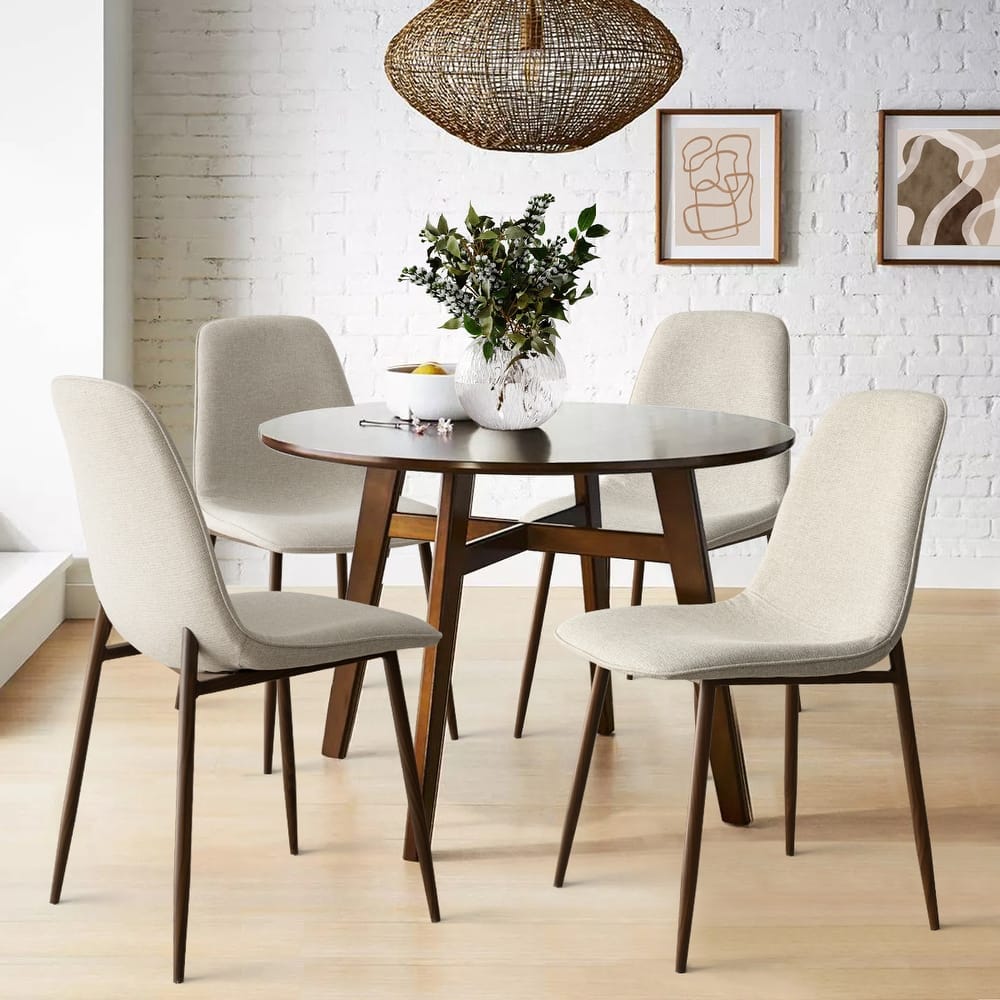 Modern Solid Back Side Dining Chair Walnut leg(Set of 4)