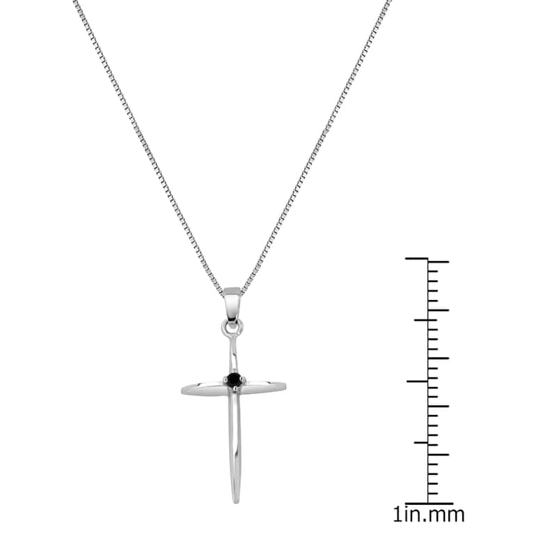 Auriya Black Accent Diamond Cross Necklace 10k White Gold (SI1-SI2)