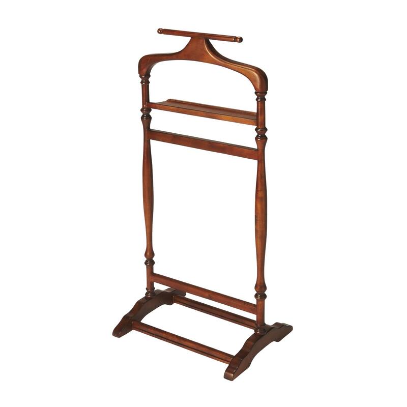 HomeRoots Judson Olive Ash Burl Valet Stand - 18.75 in. x 42.75 in. x 14.00 in.