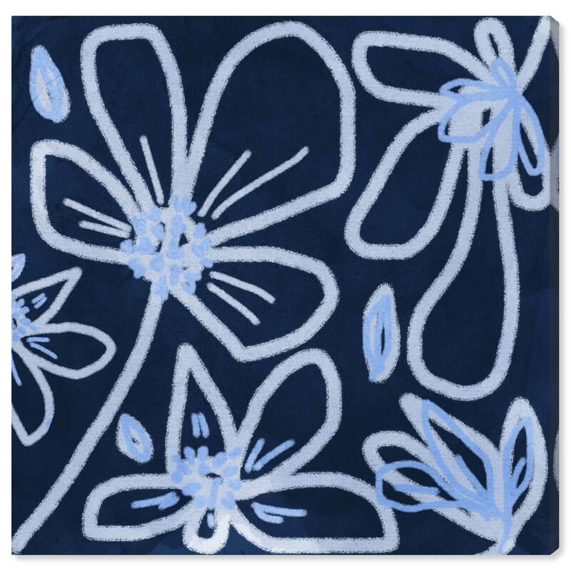 Wynwood Studio Canvas Floral and Botanical Feeling Blue Blue and Dark Blue Wall Art Canvas Print