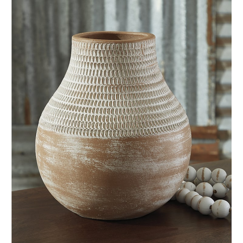 Signature Design by Ashley Reclove Distressed White Vase