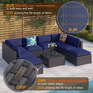 MakeYourDay 9-Piece Rattan Wicker Cushioned Patio Furniture Sectional Sofa Set