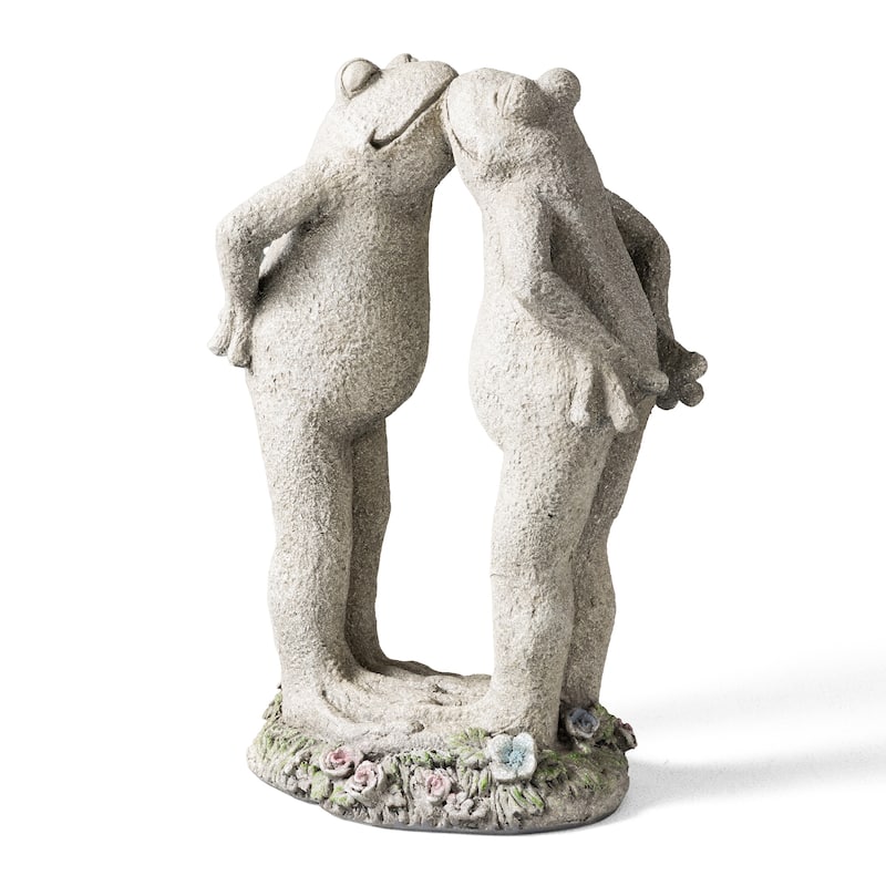 Glitzhome 15.25''H Resin Two Kissing Frog Statue