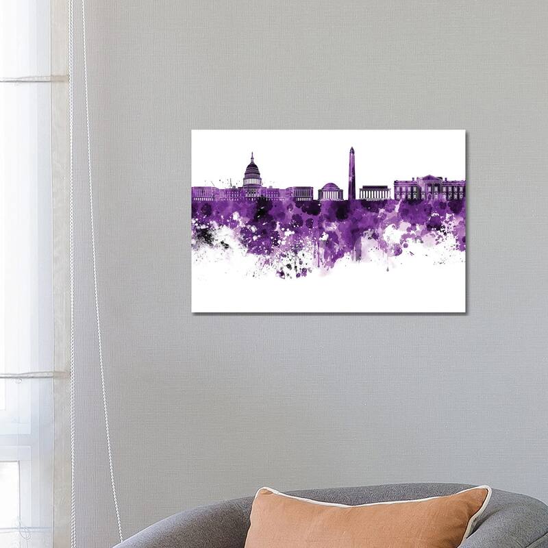 iCanvas "Washington DC Skyline In Lilac" by Paul Rommer Canvas Print - 18x26x1.5