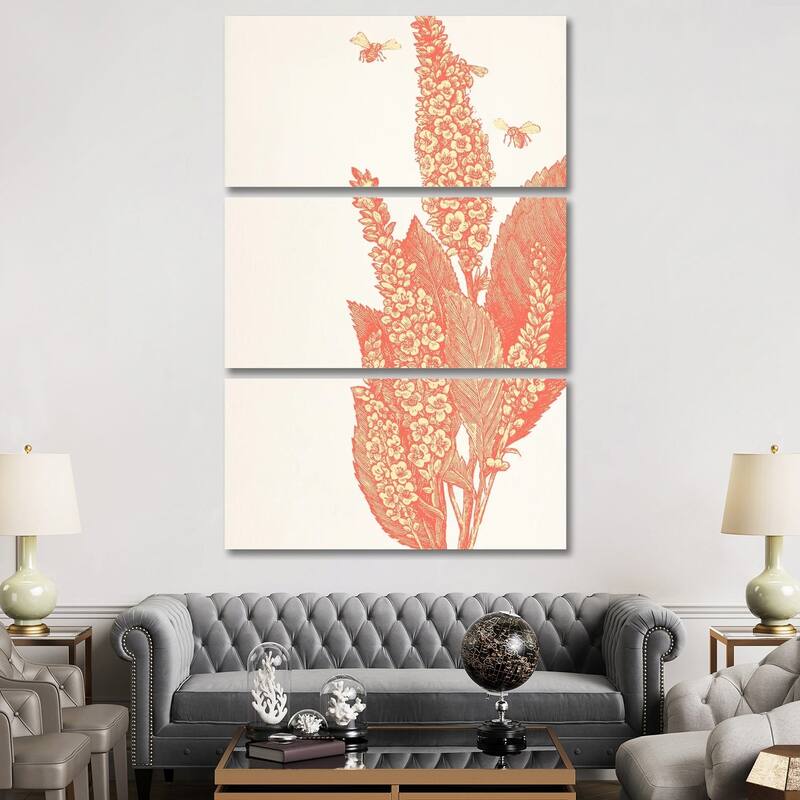 iCanvas "Bees & Flower" by 5by5collective 3-Piece Canvas Wall Art Set