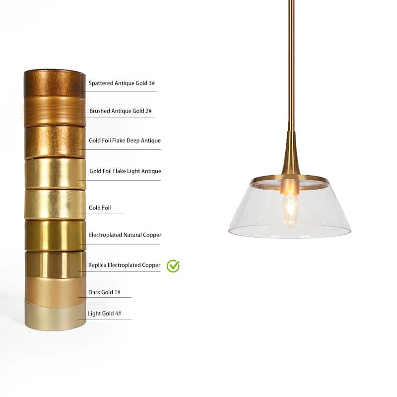 Mola Modern Farmhouse Gold 1-Light Glass Pendant Lights for Kitchen Island - D 9" x H 8"