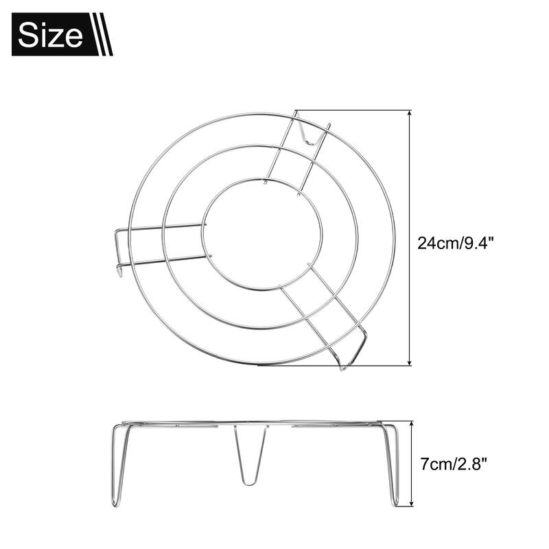 3pcs Round Cooking Rack Stainless Steel for Cooking - Silver - 9.4"x2.8"
