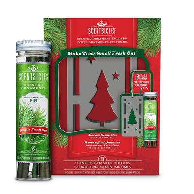Scentsicles, Trio Ornament 6 pc. Stick, White Winter Fir, Set of 3 - 5.35 in