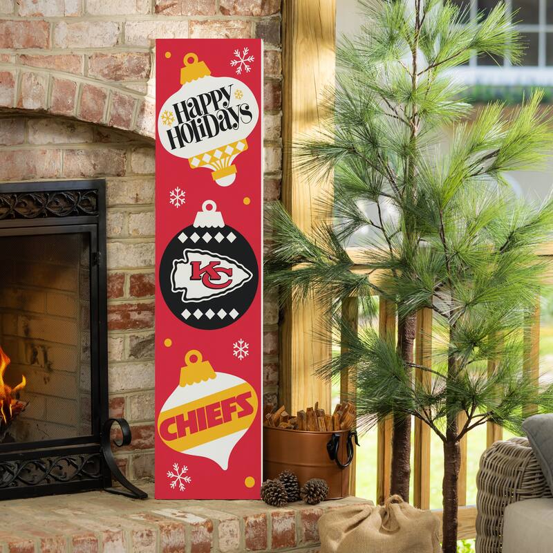 47" Double Sided Seasonal Porch Leaner, Kansas City Chiefs - 47" x 11.25" - Christmas
