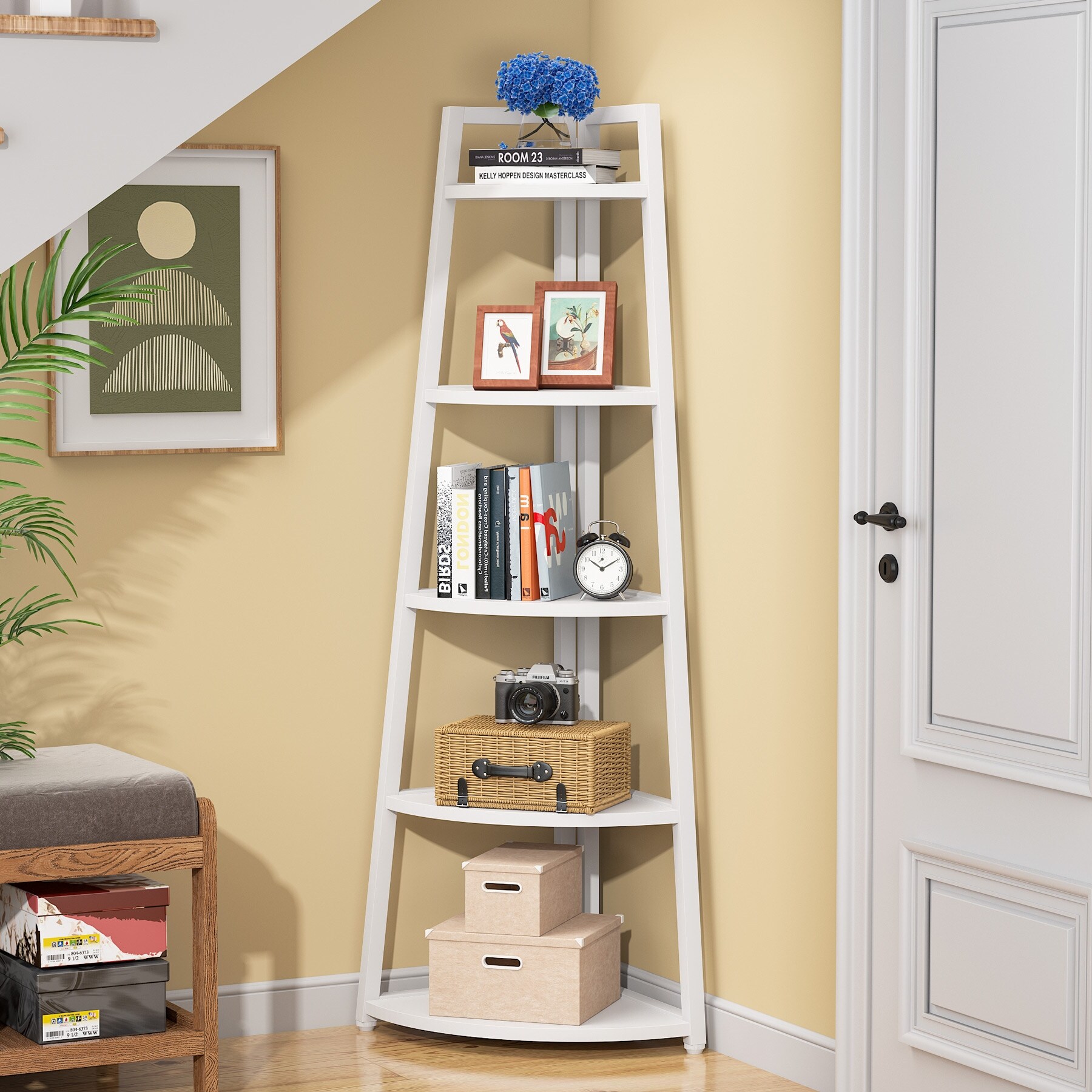 5 Tier Tall Corner Shelf, Bathroom Tower Shelves, 70 Inches Corner  Bookshelf and Bookcase - N/A - Yahoo Shopping