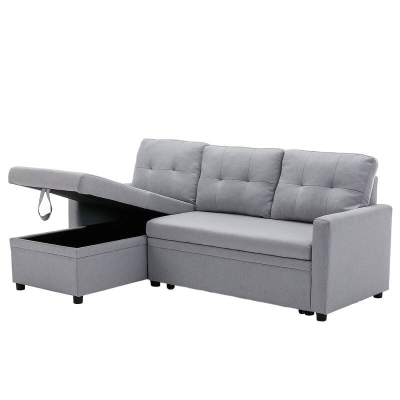 79" W L Shaped Reversible Convertible Pull Out Couch Bed Sleeper Sofa