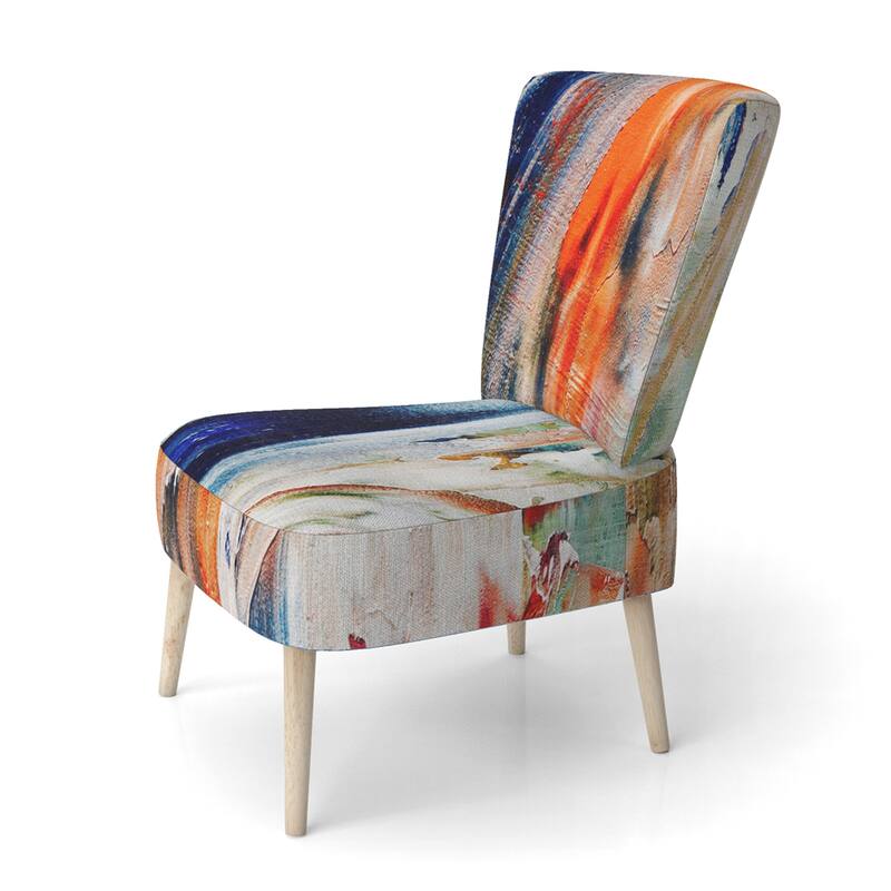 Designart "Colorful Abstract Painting Strokes II" Upholstered Modern Accent Chair and Arm Chair - Side Chair