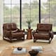 Art Leon Genuine Leather Accent Chair with Ash Wood Legs