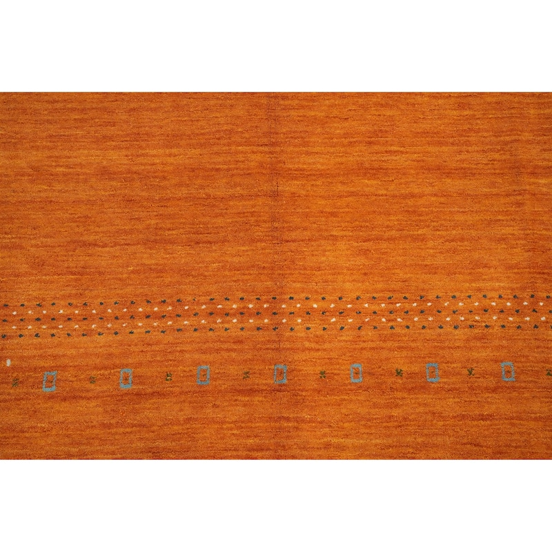 Hand Knotted Oriental 100% Wool Carpet Tribal Animal Pictorial Oranges & Rust Gabbeh Area Rug - 8' 0'' X 7' 11''