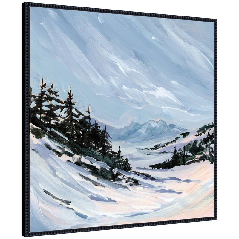 Kate and Laurel Ski Valley by Emily Kenney Framed Canvas Wall Art Print - 30x30 - Black