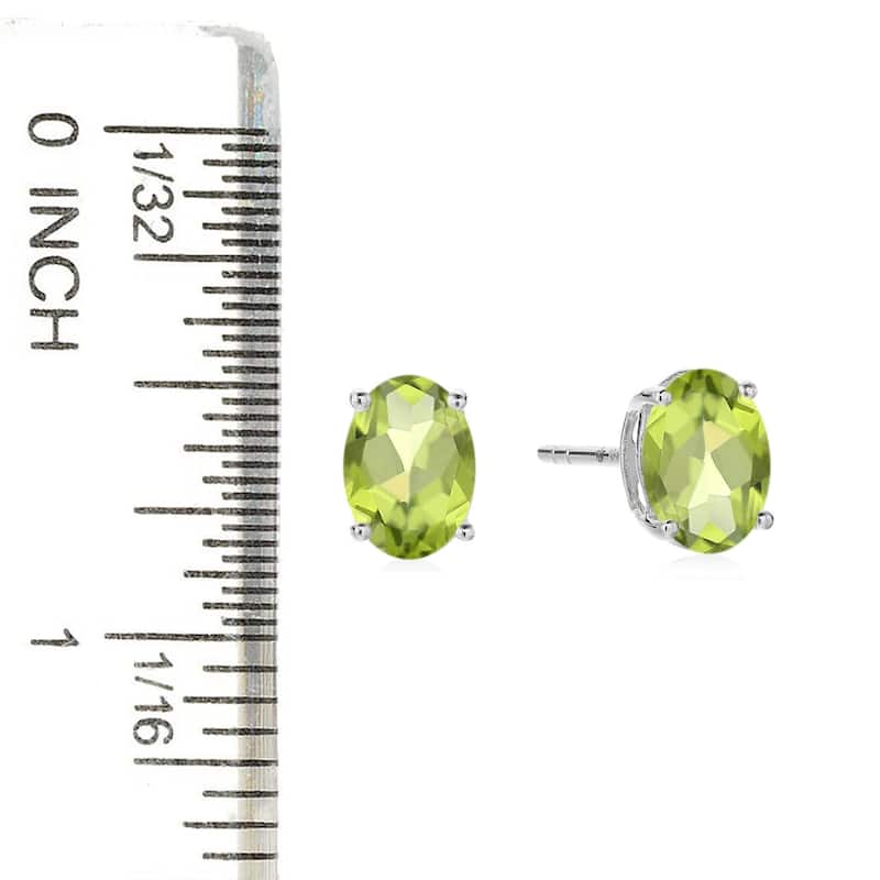 Sterling Silver 8x6 Oval Genuine Gemstone Birthstone Stud Earrings