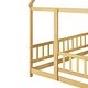 preview thumbnail 26 of 127, Wood Toddler House Bed with Roof Frame and Safety Guardrails Montessori Floor Bed without Slats No Door Houseshaped Platform Bed
