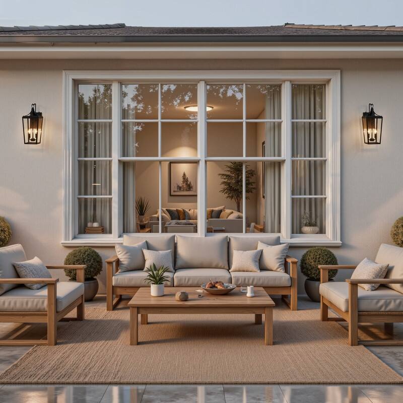 KAWOTI Dusk to Dawn Outdoor Wall Light Industrial Sandy Black - W8.38" x H20.1"x D10"