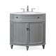 preview thumbnail 9 of 15, 24-Inch Benton Collection Corner Bathroom Vanity with Single Shelf Cabinet, White Quartz Countertop, and Ceramic Sink Grey