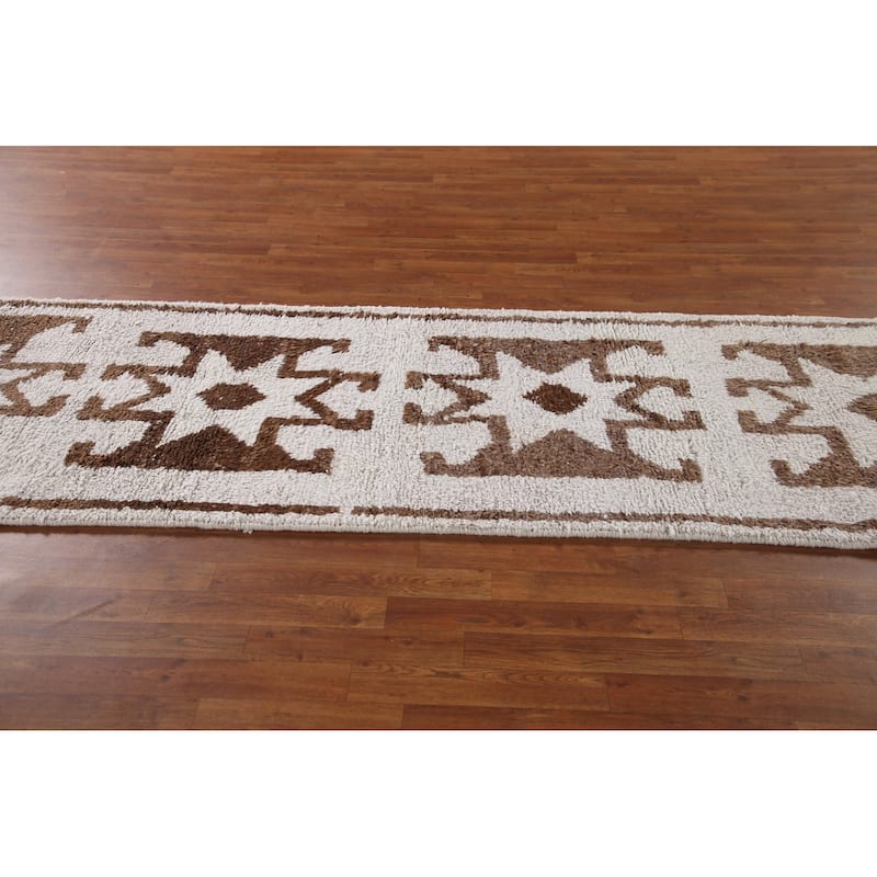 Plush Tribal Turkish Anatolian Runner Rug Hand-knotted Wool Carpet - 3'2"x 11'4"