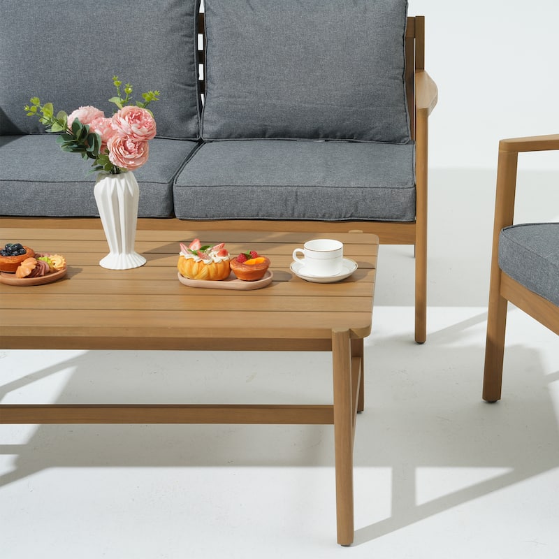 Outdoor Conversation Set with Coffee Table in Acacia Wood 8-Piece Sofa Set