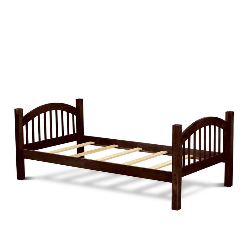 Twin Over Twin Bunk Bed with Ladder & Guardrail - Vintage Style Kids Bedroom Furniture