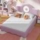 preview thumbnail 19 of 28, Twin Upholstered Platform Bed with LED Headboard and Pink Velvet Finish
