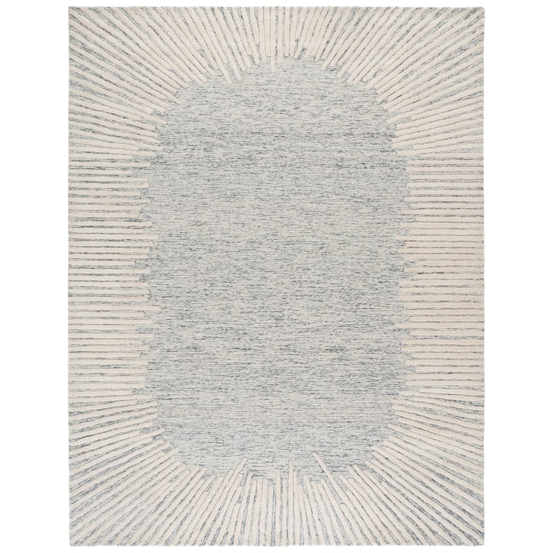 SAFAVIEH Handmade Abstract Sofoula Modern Wool Rug - 9' x 12' - Grey/Ivory