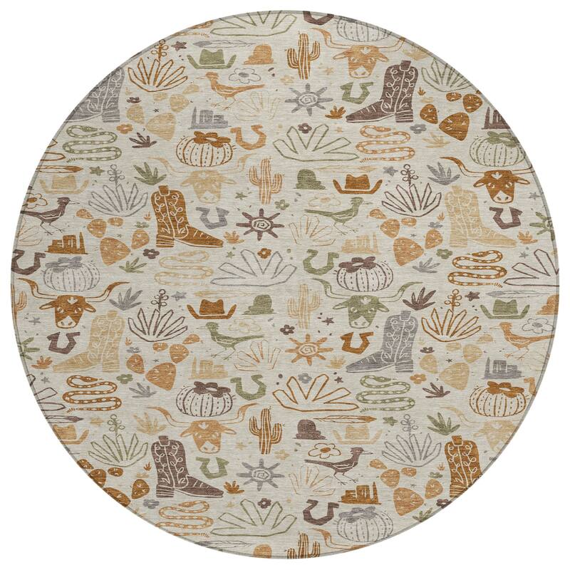 Machine Washable Indoor/ Outdoor Modern Ranch Chantille Rug