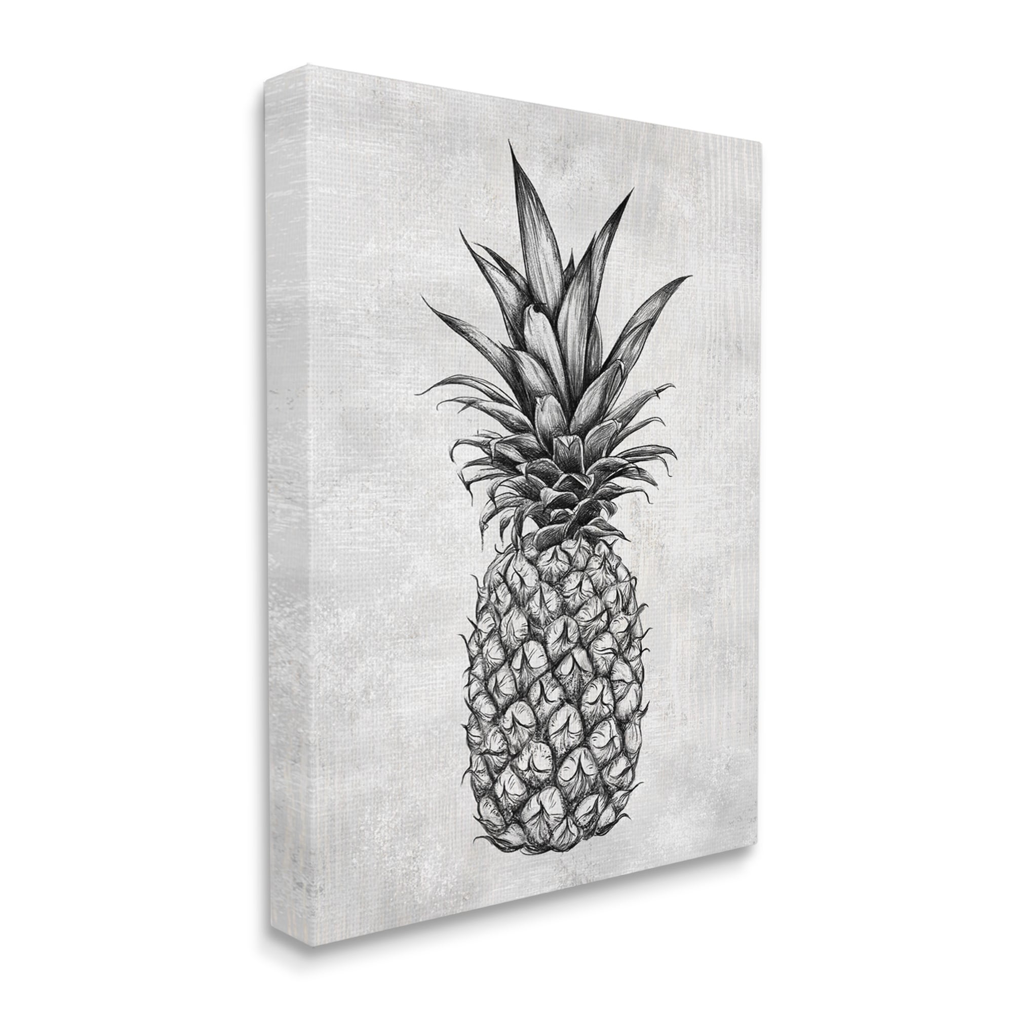 Stupell Bold Pineapple Line Drawing Rustic Pattern Black-image