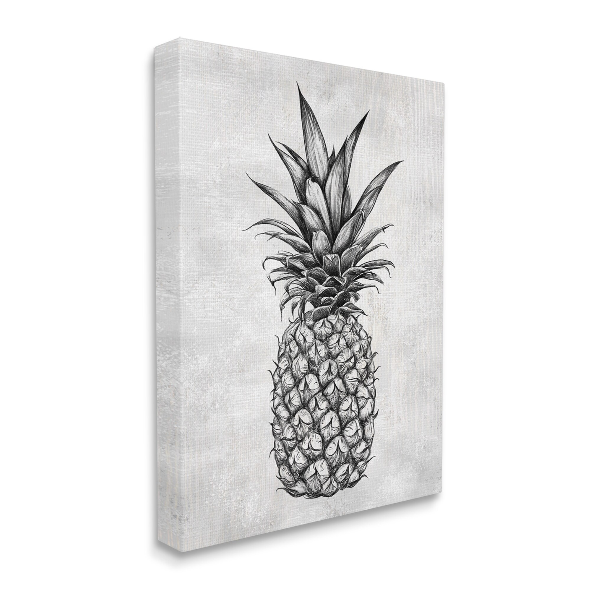 Stupell Bold Pineapple Line Drawing Rustic Pattern Black-image
