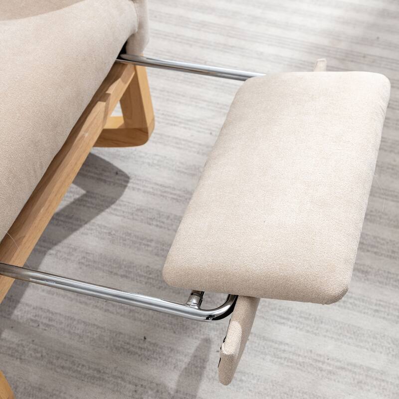 Rocking Chair with Footrest, Nursery Glider Chair with Rubber Wood Legs Side Pocket, High Back Nursing Chair