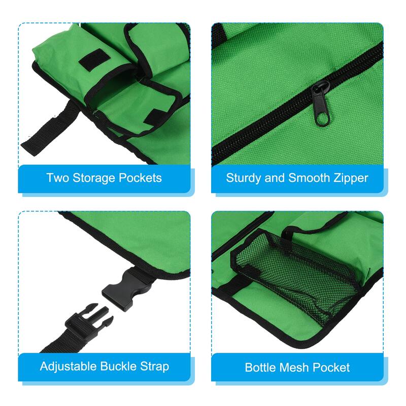 Chair Armrest Organizer, Polyester 4 Pockets Magazine Holder with Straps, Green