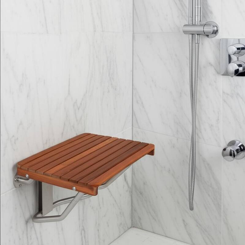14" X 22" Brown Teak Rectangular Shower Bench - Brown
