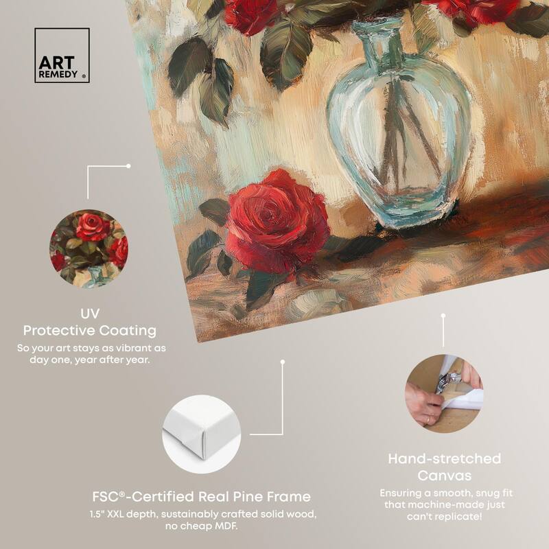 Ruby Roses in Riad Glass Canvas by Art Remedy, Gallery Wrapped