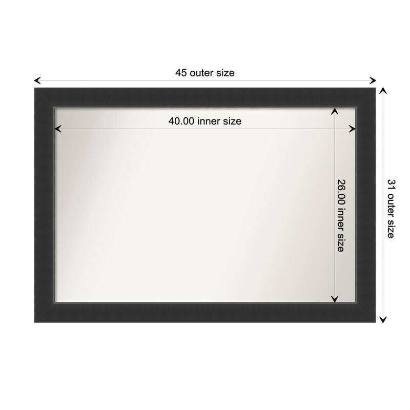 Corvino Black Framed Non-Beveled Custom Wall Mirror, Bathroom Vanity Mirror - Outer Size: 45 x 31