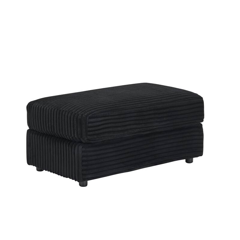 39-inch Black Corduroy Upholstered Armchair and Ottoman Set with Cup Holder, 1-Seater Sofa for Various Scenes