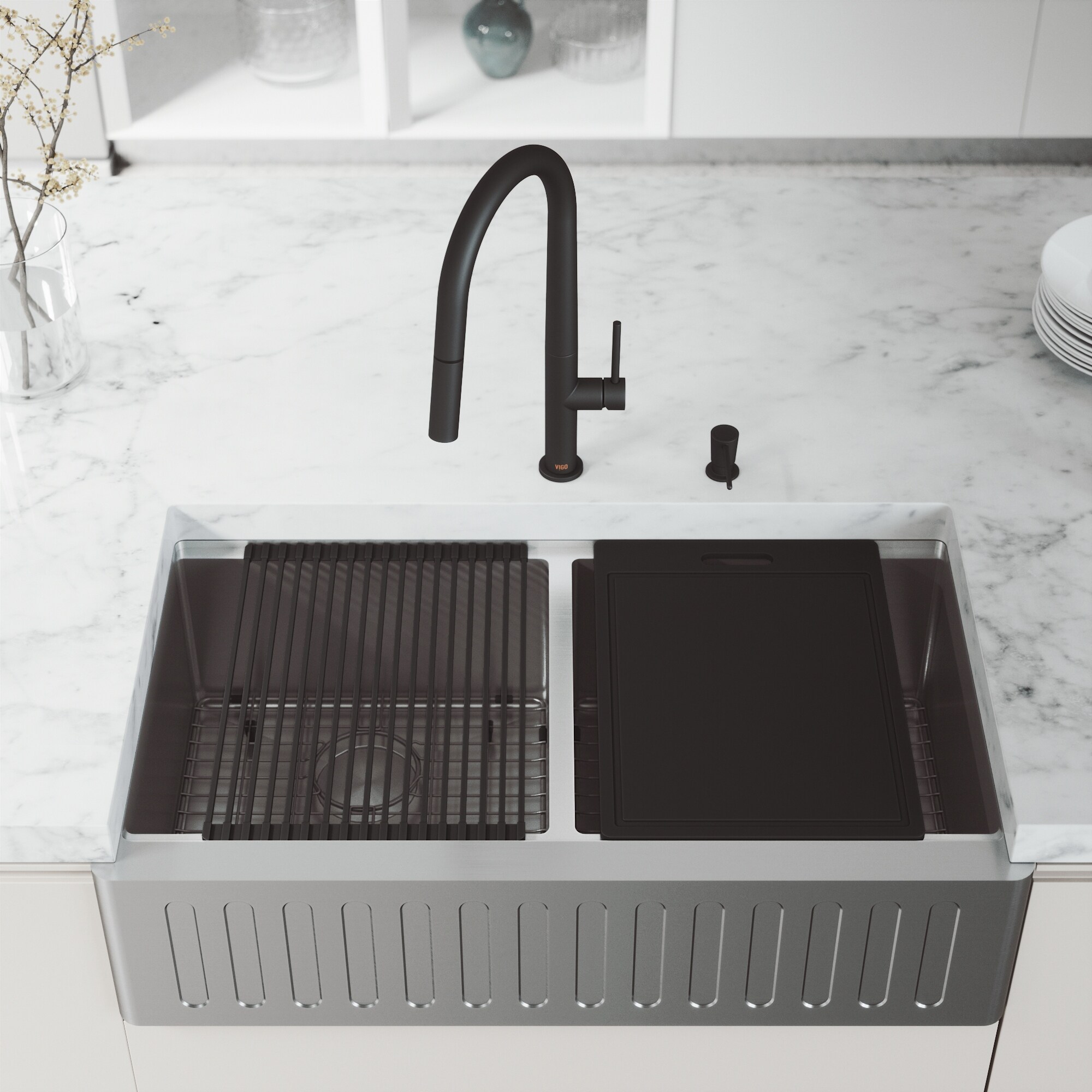 iDesign Eco Vanity Ceramic Refillable Tall Soap Dispenser Matte Black