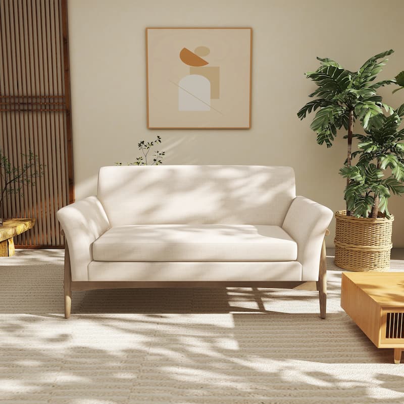 Mokena Modern Fabric Loveseat with Track Arms by Christopher Knight Home - Beige