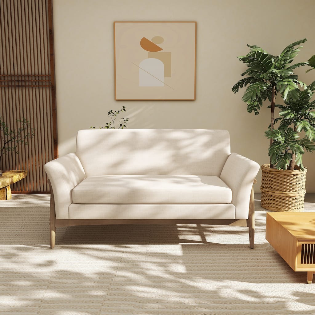 Mokena Modern Fabric Loveseat with Track Arms by Christopher Knight Home