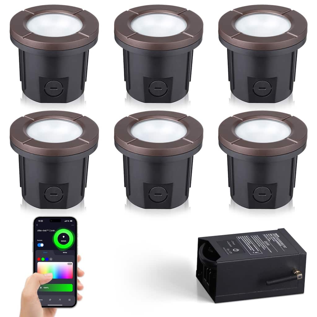 Alter-Link Low Voltage Smart RGBCW Well Lights with Bi-Flow Controller - 6 pack