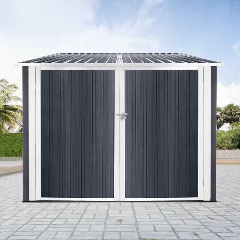 GDFStudio - Bennett Carter Bicycle Outdoor Steel Storage Shed for 4 Bikes, Grey Ash - Grey Ash