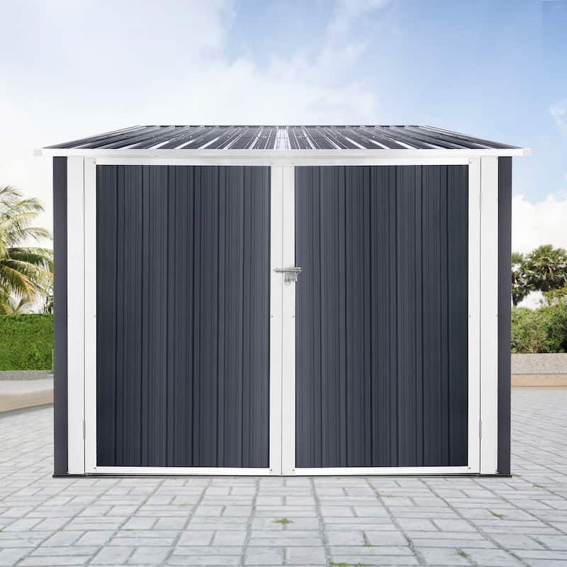 Metal Garden Sheds, Bicycle Outdoor Steel Storage Shed ,Stores 4 Bikes,Grey