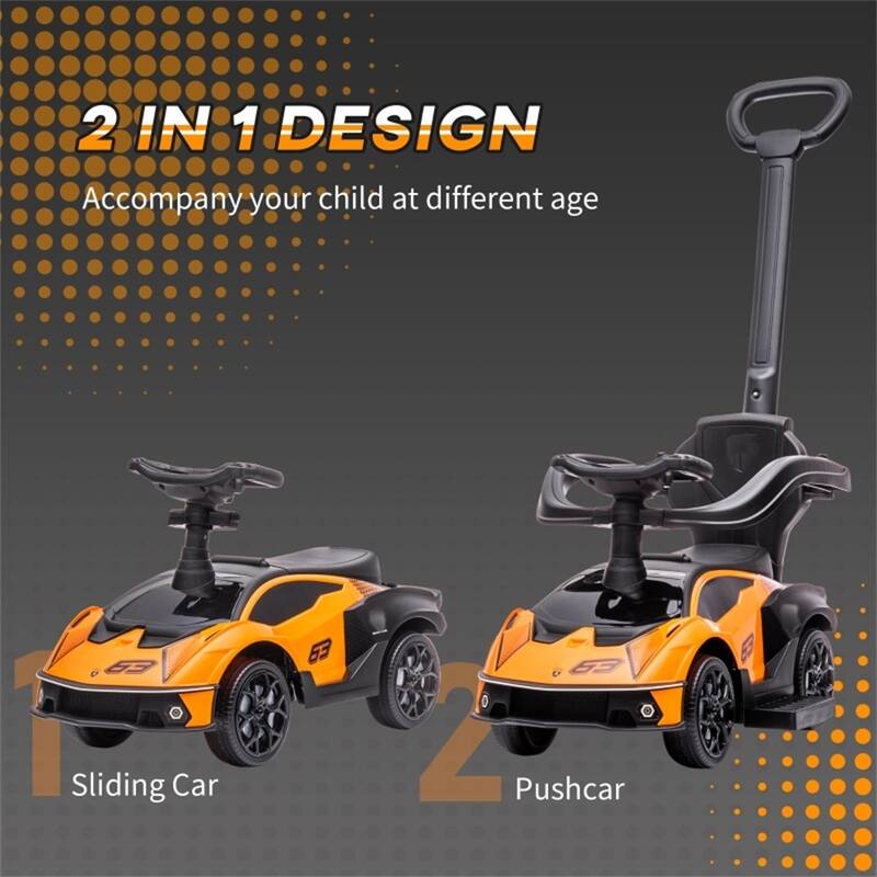 Baby Under-Seat Storage Ride-On Sliding Car with Detachable Push Handle and Steering Wheel - 34" L x 15.75" W x 35.25" H
