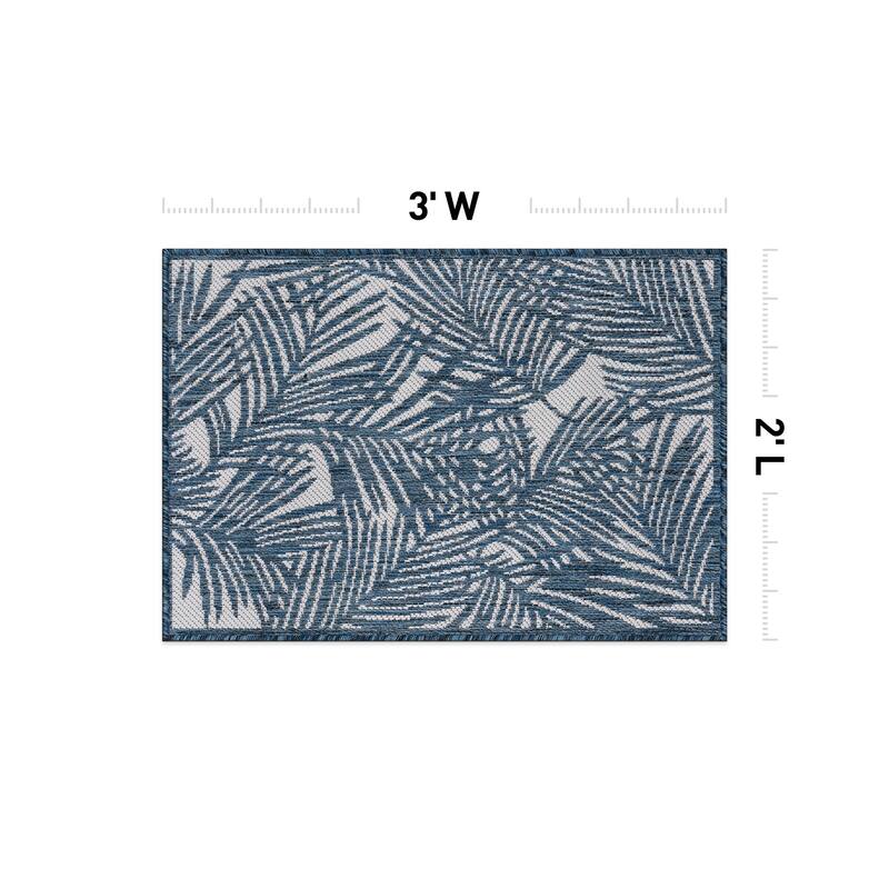 World Rug Gallery Contemporary Palm Leaf Textured Flat Weave Indoor/Outdoor Area Rug