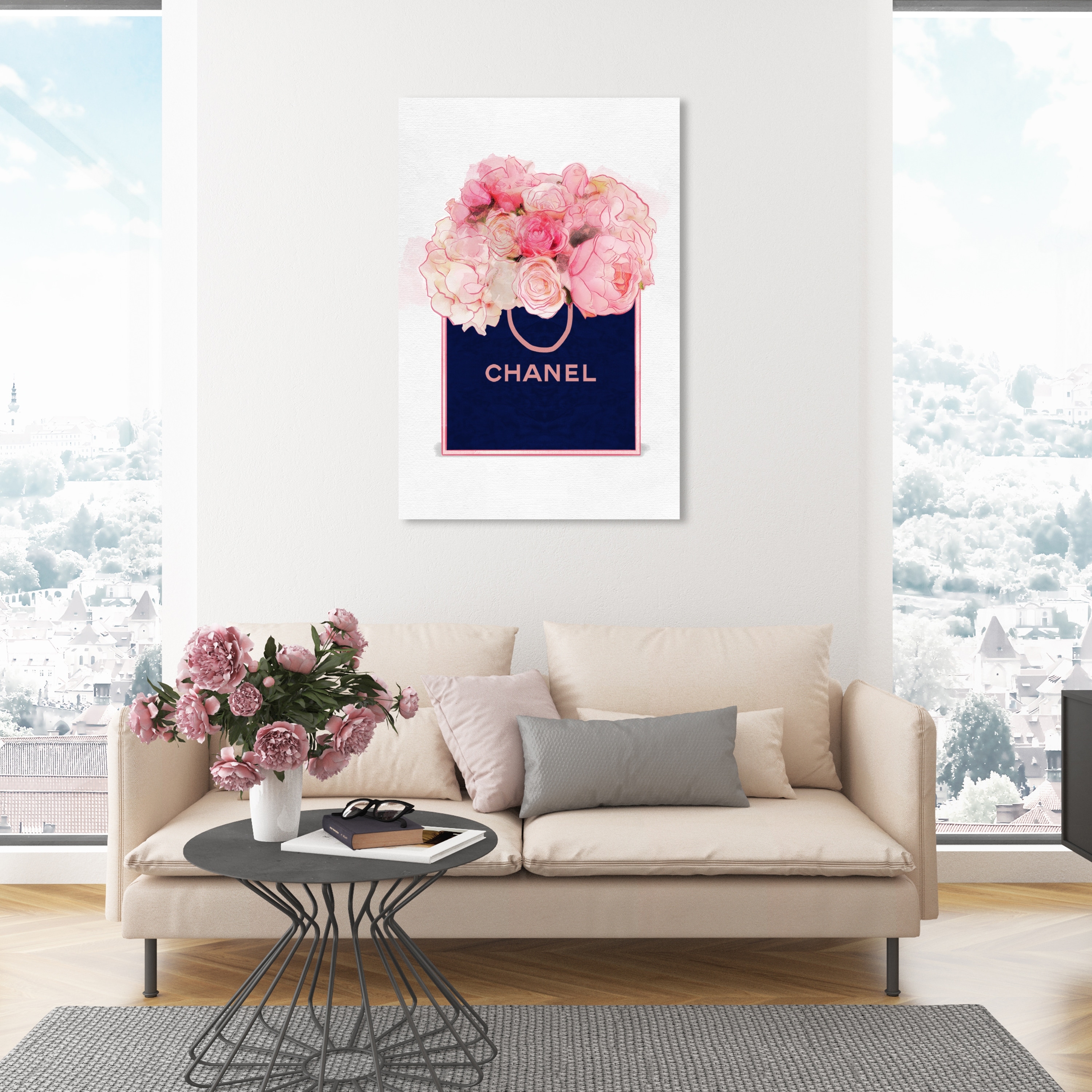 Oliver Gal 'Flower Bag Flocked' Fashion and Glam Wall Art Canvas Print  Lifestyle - Blue, Pink - Bed Bath & Beyond - 32479197