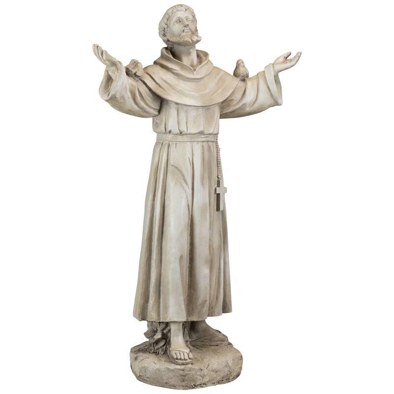 St. Francis of Assisi with Birds Outdoor Garden Statue - 24"