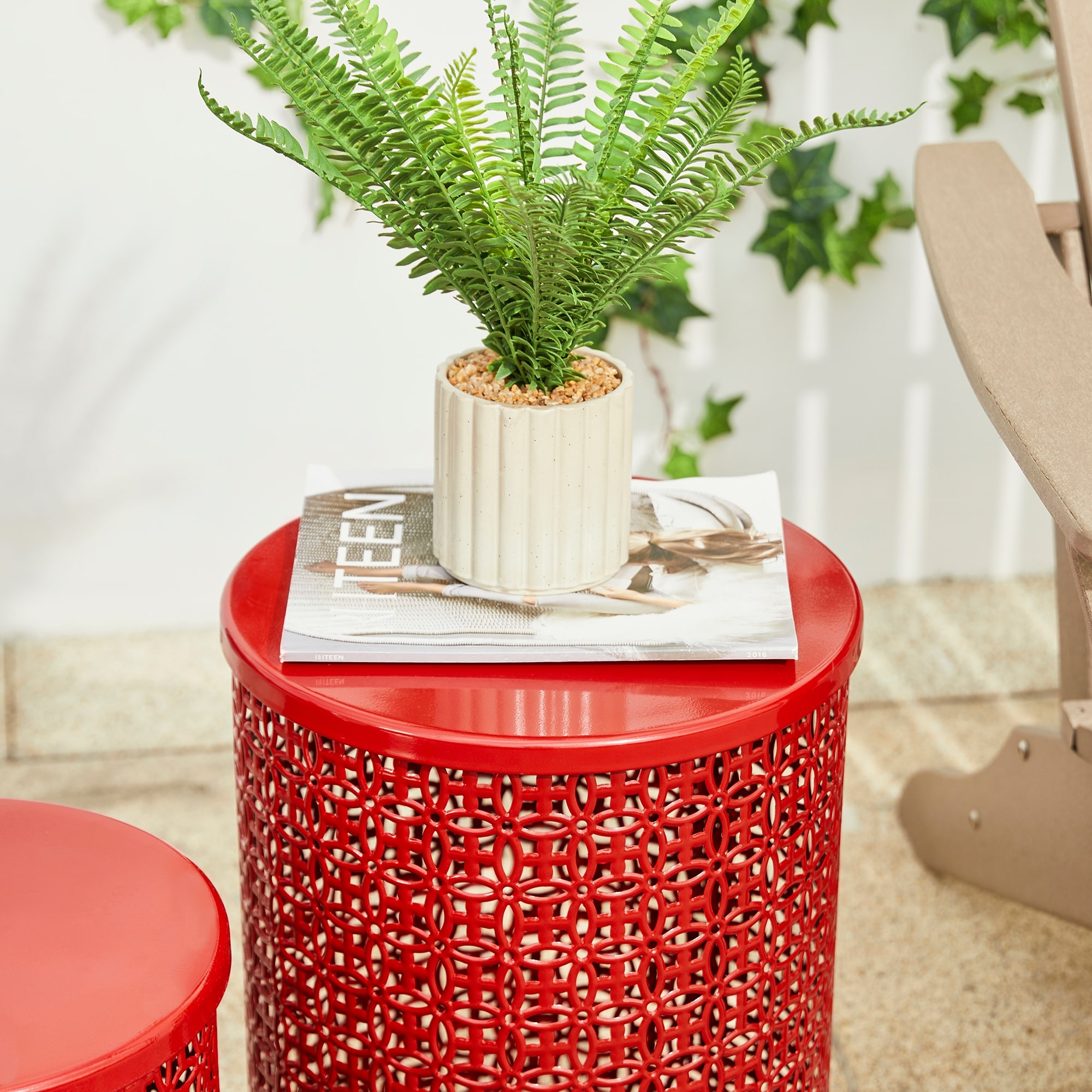 Glitzhome Set of 2 Multi functional Metal Planter Stand Garden