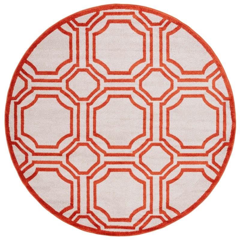 SAFAVIEH Amherst Aleksei Modern Rug - 5' Round - Ivory/Orange