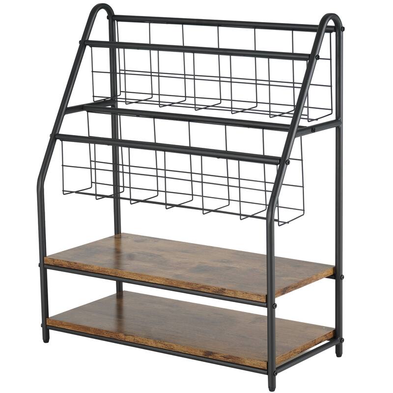 VECELO 29.53" H 4-Tier Metal Frame Magazine Rack Open Shelf Bookcase Storage Organizer for Living Room